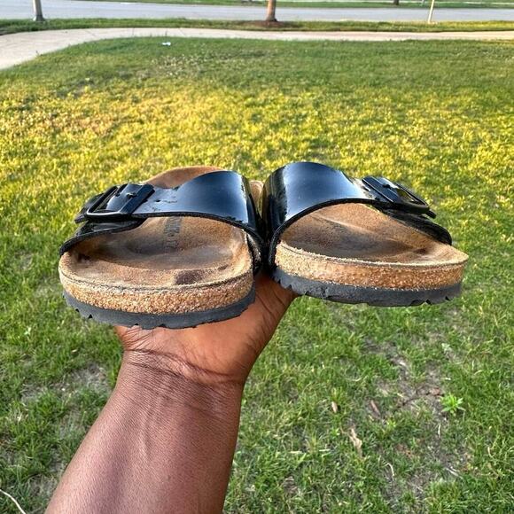 Birkenstock Madrid Black Patent Leather Sandals Birk Size‎ 41 L10 M8 - Picture 9 of 16